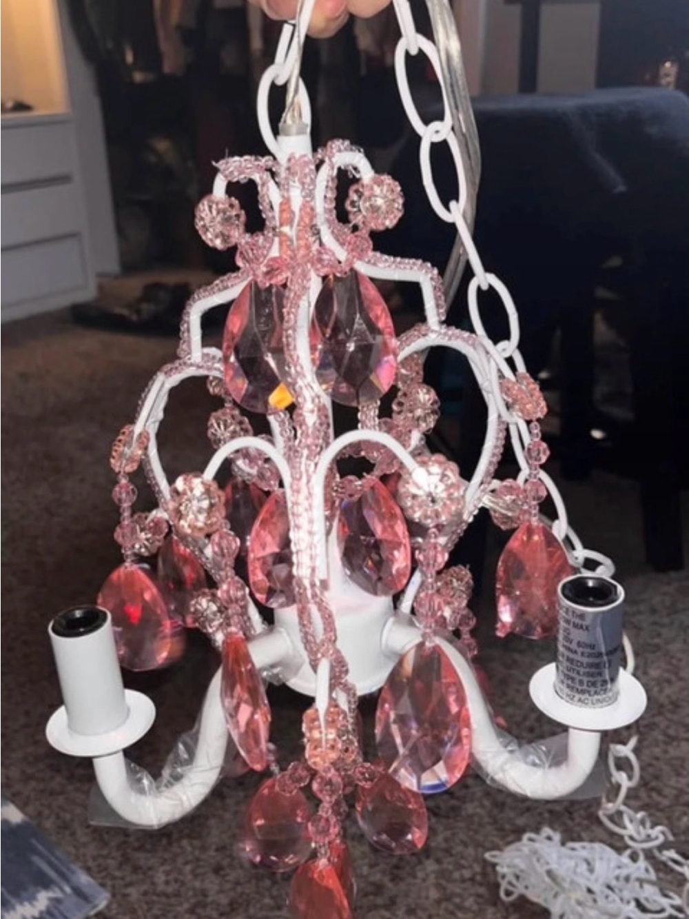 Pink Crystal Chandelier Pendant Light
